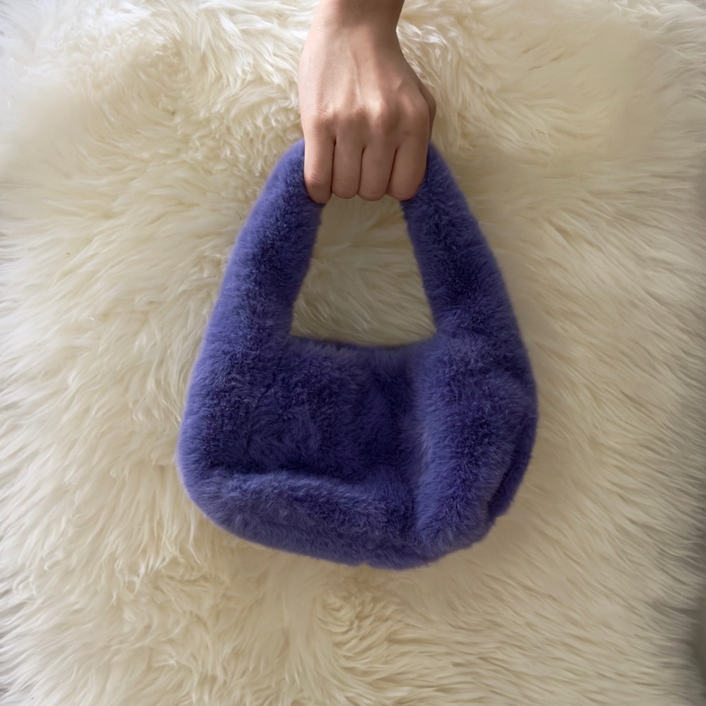 Fluffy purple mini purse